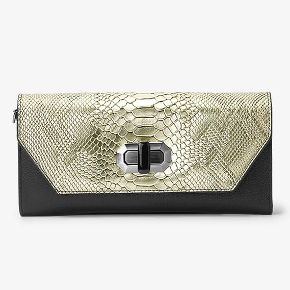 

2017 novelty luxury genuine leather gold snake pattern day clutch bag lady luxury real leahter evening bag cowhide purse