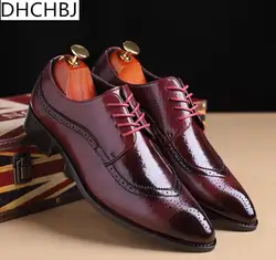 2018 кожа Мужская модельная обувь высококачественные мужские туфли-оксфорды мужская обувь на шнуровке в деловом стиле мужские брендовые