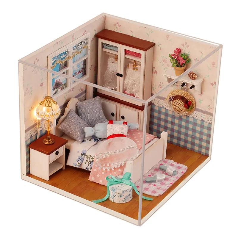 

DIY Doll House Miniatura Model With Furnitures 3D Dollhouse Wooden Casa Building Gift Toys For Children Warm Whispers M002 #E
