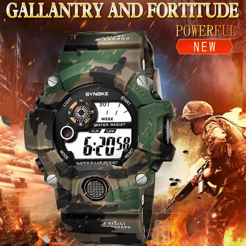 

Men Sports Watches Luxury Army Camouflage Multifunctional Casual Personality Waterproof Wrist Watch LED Digital Electronic Watch
