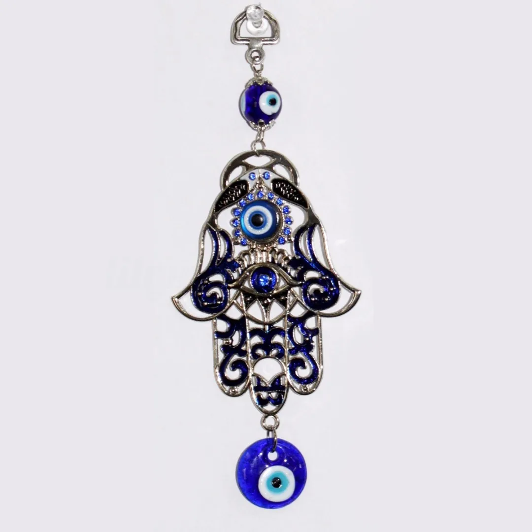 1pc x Luck Turkish Blue Hamsa Hand Glass Evil Eye Amulet Wall Hanging Home Decoration