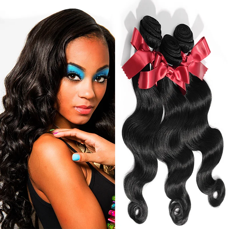 EVET Brazilian Virgin Body Wave Hair Extensions 3 Bundles Unprocessed