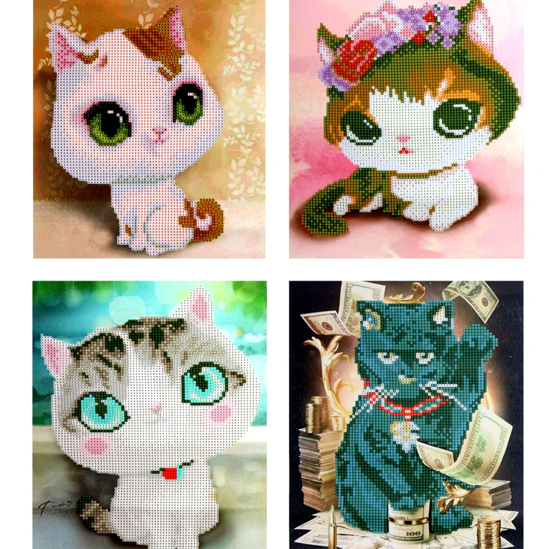 

Dinamond Painting 5D diamond embroidery for Decoration Cats Design Round drill Floral Diamond Mosaic Wall Decor