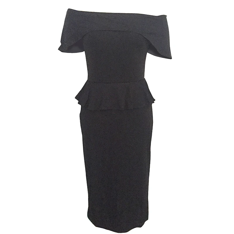 Gladiolus 2018 Summer Slash Neck Off The Shoulder Knee-Length Bodycon Ruffles Office Lady Dress Elegant Party Dresses vestidos  (23)