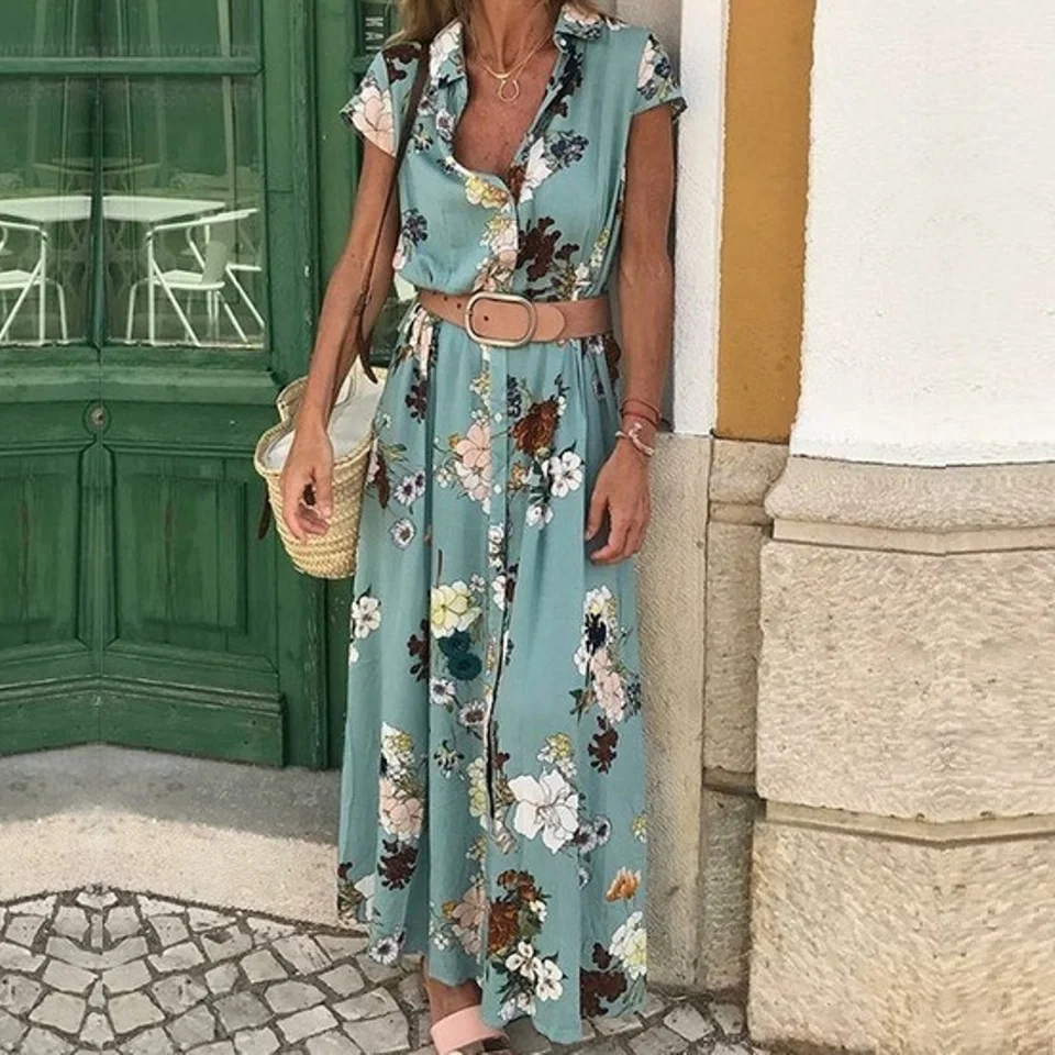 long sundress with short sleeves