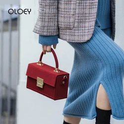 New Classic Luxury Handbags Women Bags Designer Corduroy Wine Red Box Bag Quality PU Shoulder Messenger Bag For Bolsa Mujer Sac