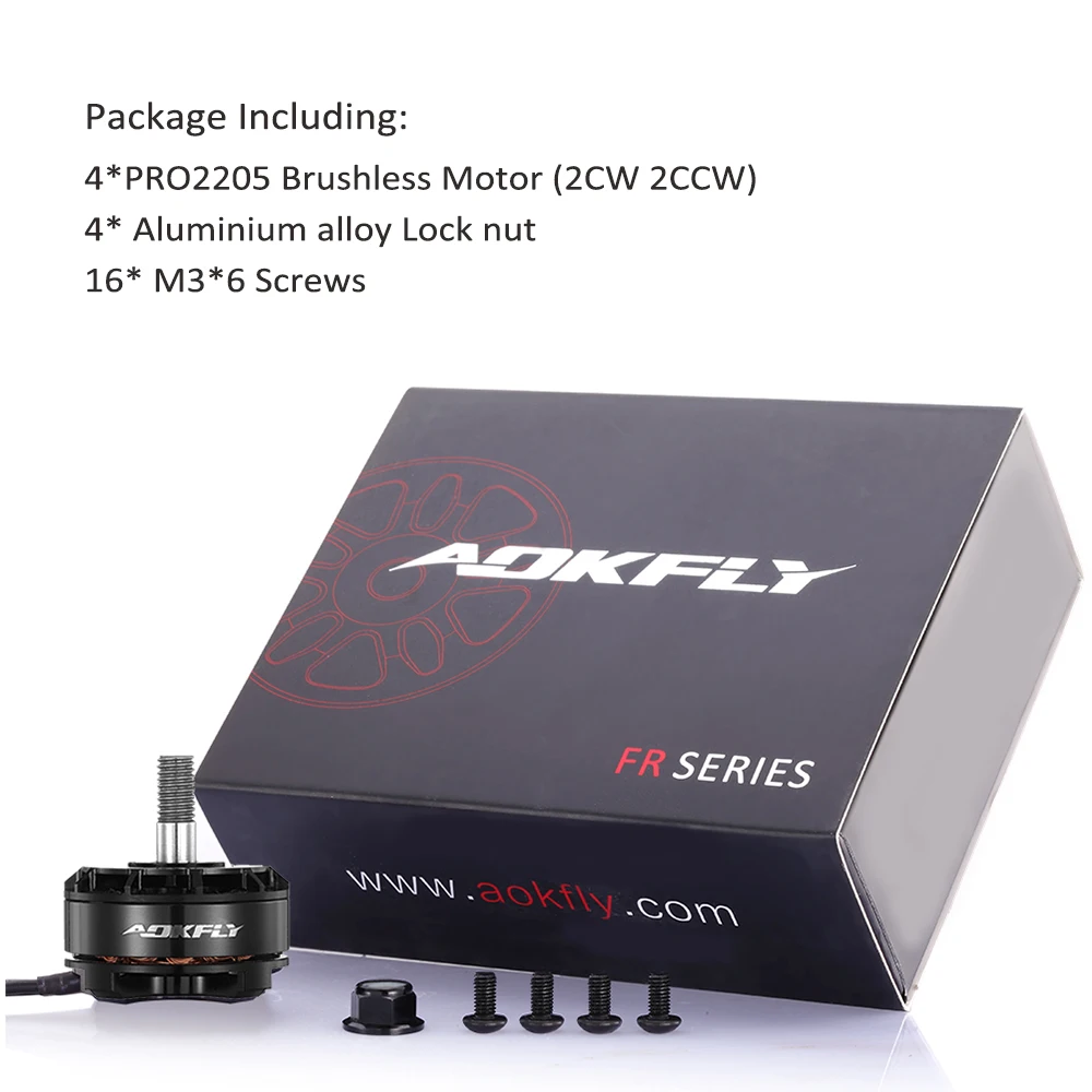 Бесщеточный мотор AOKFLY 2205 2450KV/2650 Black/Red для квадрокоптера QAV FPV гоночного дрона