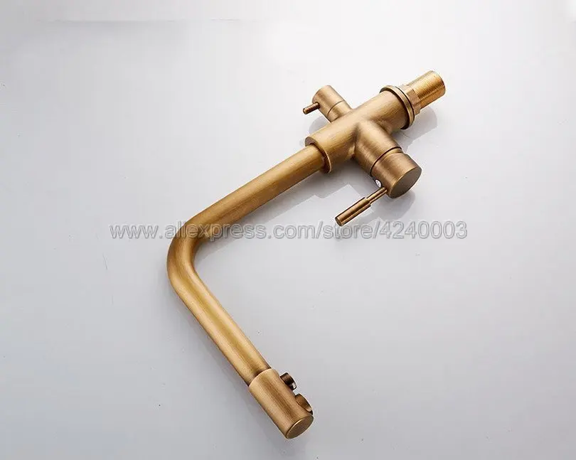 Kitchen Faucets Antique Bronze Brass Deck Mounted Water Filter Tap Three Ways Sink Mixer 3 Way Kitchen Faucet Ksf124