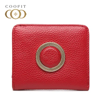 

Coofit Retro Metal Ring Designer PU Leather Wallet Girls Square Bifold Card Pocket Clutch Wallet Purse For Women Female Purses