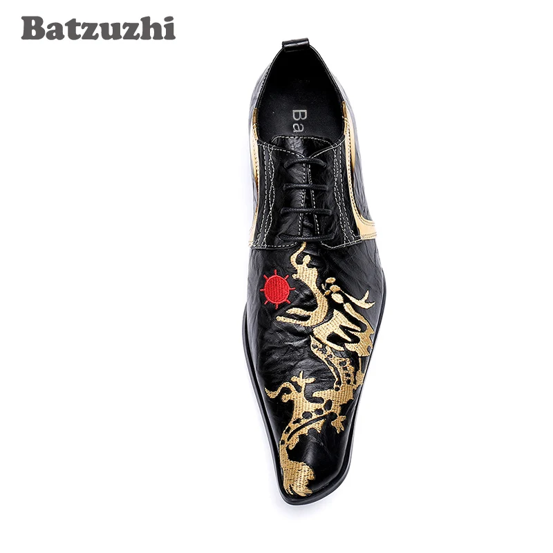 Do Hommes Dos Formal Sapatos Chaussures Homens Designer up Partido Se Vestem Batzuzhi Couro E Preto De Negócios Lace Casamento 1wFOBqU