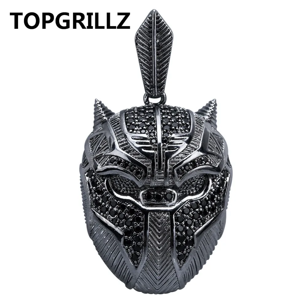 TOPGRILLZ хип хоп Черная пантера льдом кулон ожерелье мужчины ювелирные изделия подарки с коробкой цепи 24"