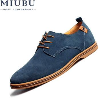 

MIUBU Fashion Men Casual Shoes New Spring Men Flats Lace Up Male Suede Oxfords Men Leather Shoes Zapatillas Hombre Size 38-48
