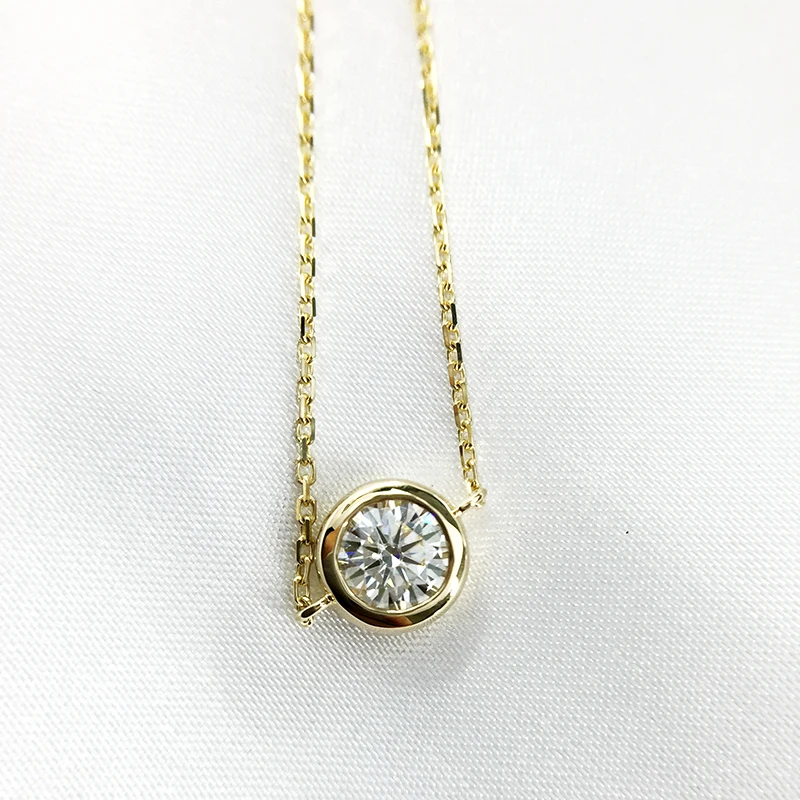Женский браслет однотонный 14K 585 желтый золотой 1 карат F цвет Moissanite Алмазный