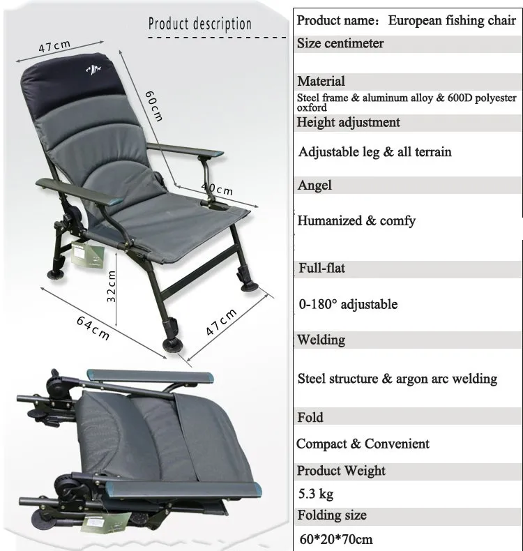 Европейское рыболовное кресло, переносное рыболовное кресло, вес кг, набор рыболовных табуретов из алюминиевого сплава, Регулировка подъема ноги спинки