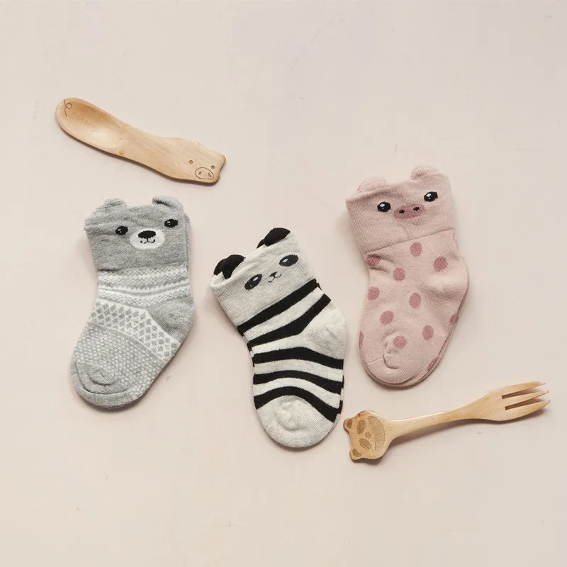 3 Pairs/Lot Children Socks Cotton Lion Animal Cartoon Breathable Mid Tube Cute Socks for Kids Baby Boys Girls Free Shipping 