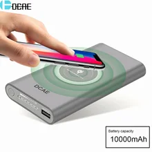 DCAE Qi Wireless Charger 10000Amh Portable USB Power Bank Wireless Charging Pad for iPhone X 8 Plus Samsung Note 8 S8 PowerBank
