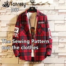 Men's Long-sleeved Checked Shirt Sewing Pattern Template Cutting drawing Clothing DIY WW-183