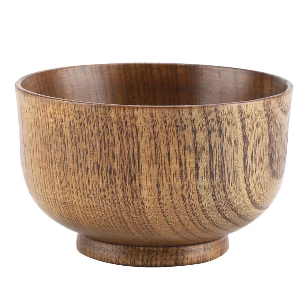 

Nosii 1pcs Child Natural Wooden Bowl Handmade Bowl Food Container Heat-Resistant Tableware Kids Adult Food Container