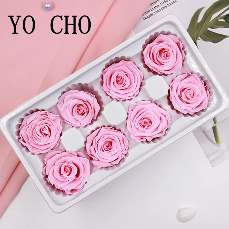 YO CHO 8 шт. сохраненные вечные розы головы в коробке Высокое качество сухие натуральные свежие цветы навсегда Роза год подарок на день Святого Валентина