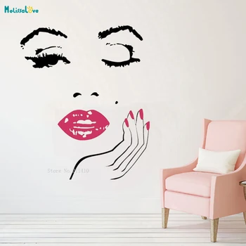 

Beauty Salon Wall Decals Face with Hand Wall Vinyl Decal Manicure Nail Lips Sticker Cosmetics Shop Woman Decoration YT1268