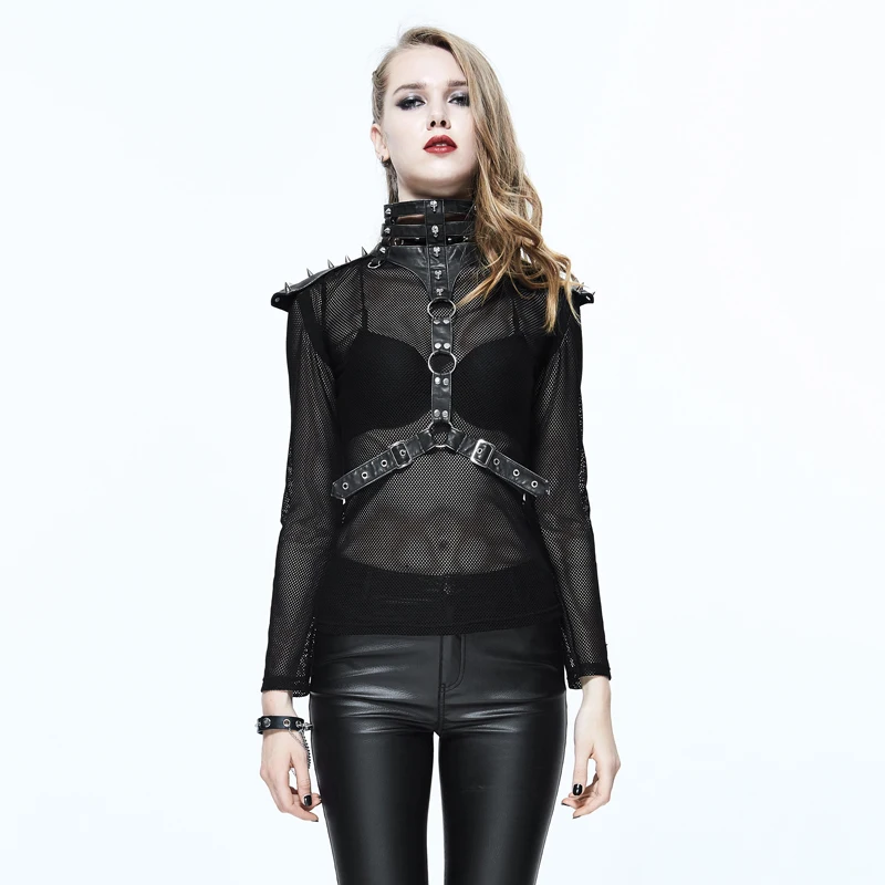 Steampunk Women Pu Leather Strap Collar Gothic Skeleton Corset Collar 