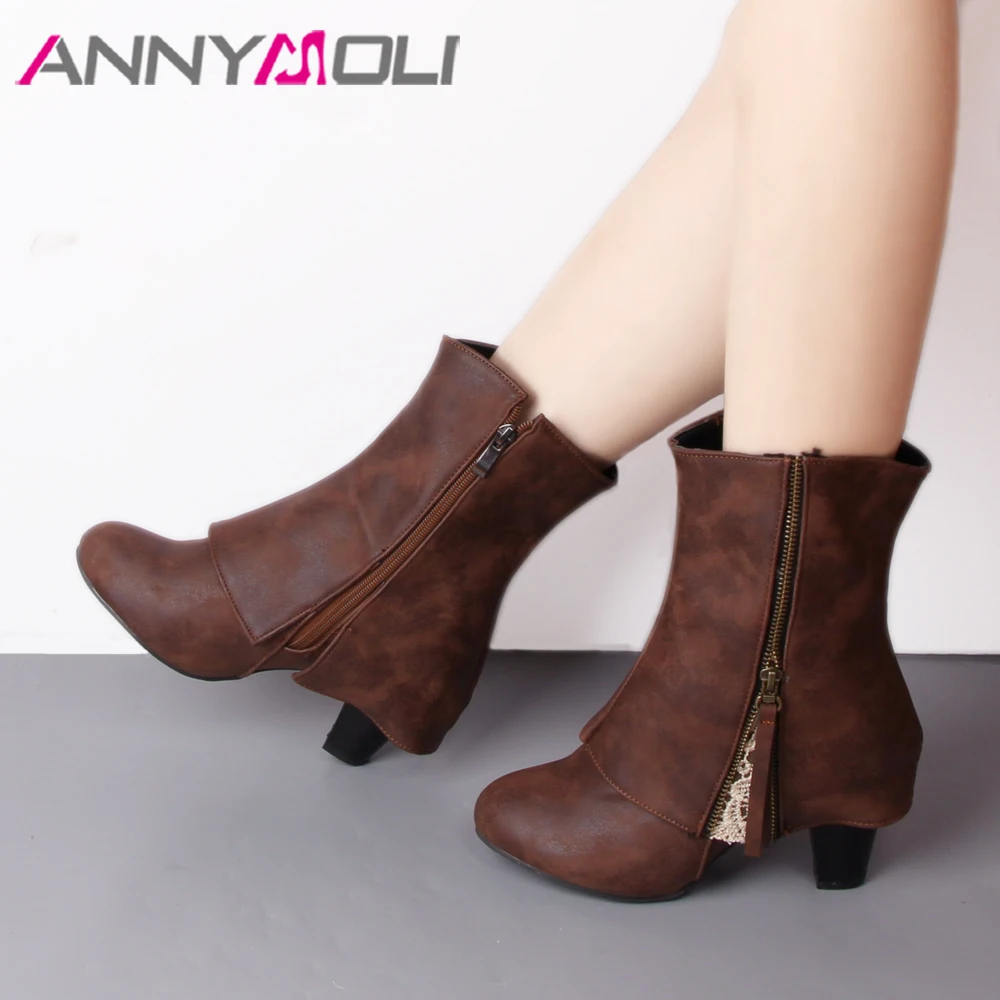 high heel mid calf boots for women