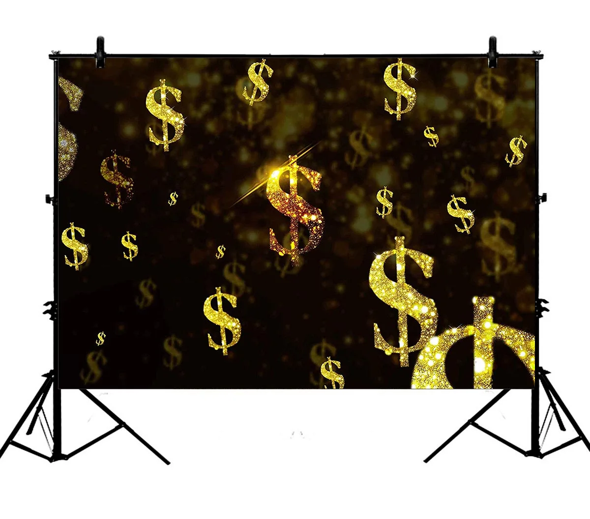 

5x7ft Amazing Dollars Rain Shiny Gold Polyester Photo Background Portrait Backdrop