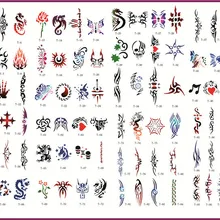 Золотая книга Феникс 7 временные трафареты для аэрографического татуажа для роспись по телу Косметика для макияжа 100 дизайнов