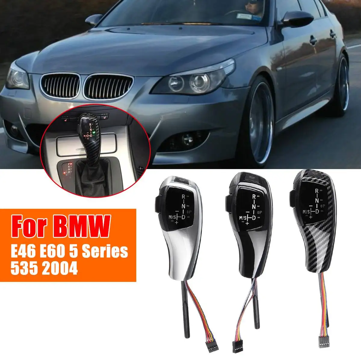 LHD для BMW 5 серия светодиодный ручной рычаг переключения передач рычаг автоматическая ручка для BMW E46 2D трансформер/купе/седан E60 E61