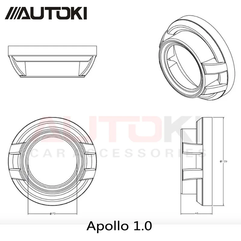 3 inches hid bi xenon projector lens shroud Silver Apollo 1.0 for car front headlight