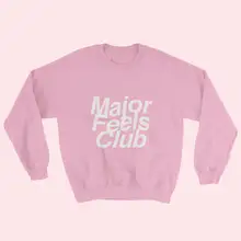 Major Feels Club Tumblr элегантная Толстовка белого, черного, синего и розового цветов с круглым вырезом модный джемпер