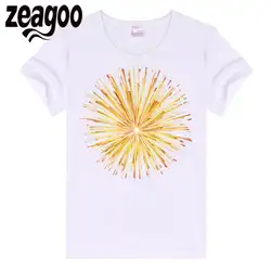 Zeagoo экипажа Повседневное Основные Обычная Для женщин шеи Slim Fit мягкий короткий рукав Футболка белая Fireworks6