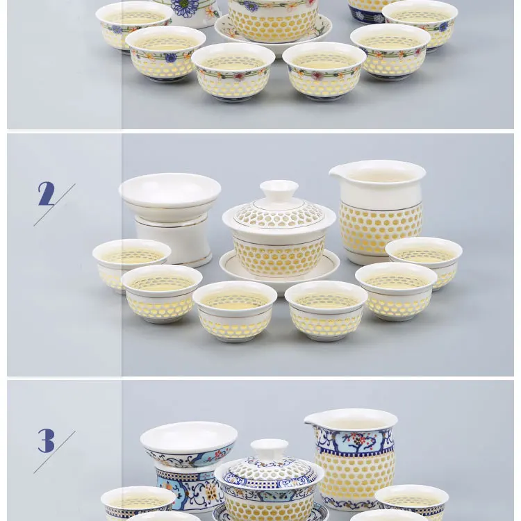 Wourmth посуда для напитков кофейные и чайные наборы, сине-белый керамический чайник Gaiwan, чайная чашка для Пуэр китайский чайный набор кунг-фу