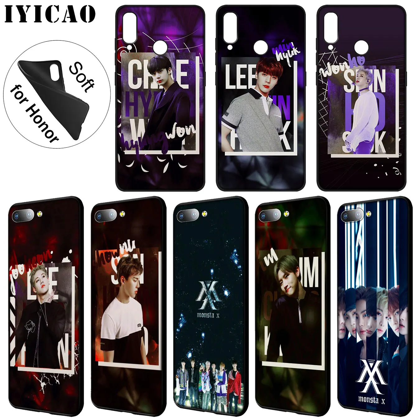 IYICAO Monsta X KPOP Boy Group Лучший Мягкий силиконовый чехол для Huawei Y9 Y7 Y6 Prime 2019 Honor 20 8C 8X 8 9 9X 10