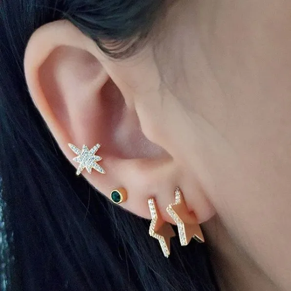 

Star Geometric fashion classic design earring 925 sterling slver gold rose silver 3 color metal plate lovely Christmas gift