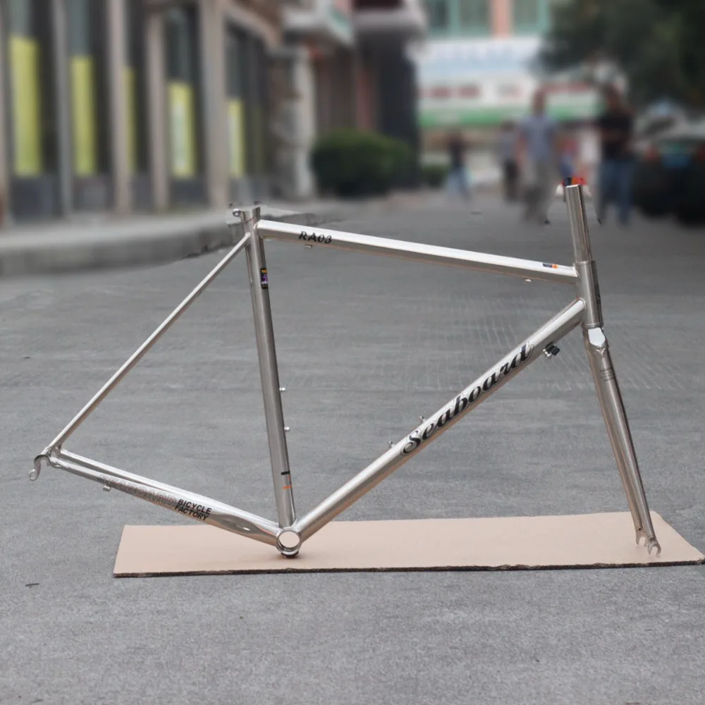 Excellent SEABORAD Reynolds 725 Steel Frame Heat Treatment Welding Fork Caliper Brake Road Bike 700C Classic Chrome Frameset Silver 4 Excellent SEABORAD Reynolds 725 Steel Frame Heat Treatment Welding Fork Caliper Brake Road Bike 700C Classic Chrome Frameset Silver 4