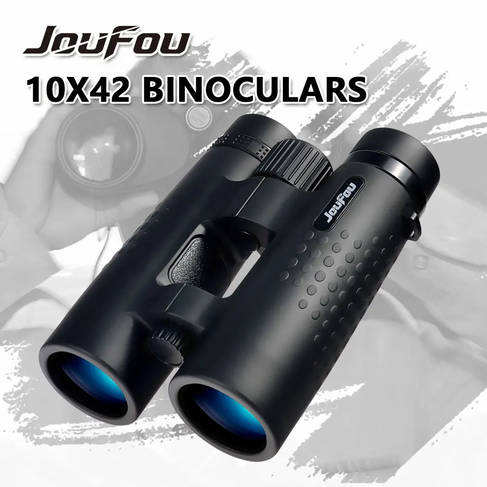 JouFou 10X42 Zoom Binoculars HD Waterproof Shockproof Powerful Binocular Telescope Bak4 Prism for Camping Hiking