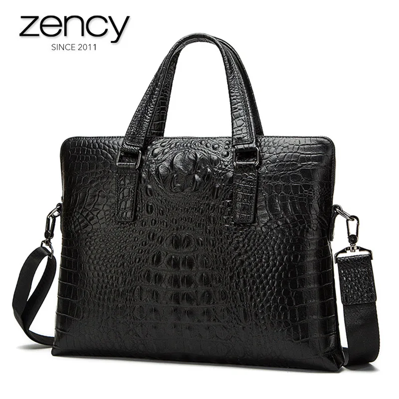 

2018 New Arrival Genuine Leather Crocodile Style Men's Business Messenger Bag Tablet PC Handbag For High Quality Fashion Style