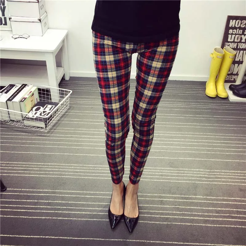 red plaid jeans womens