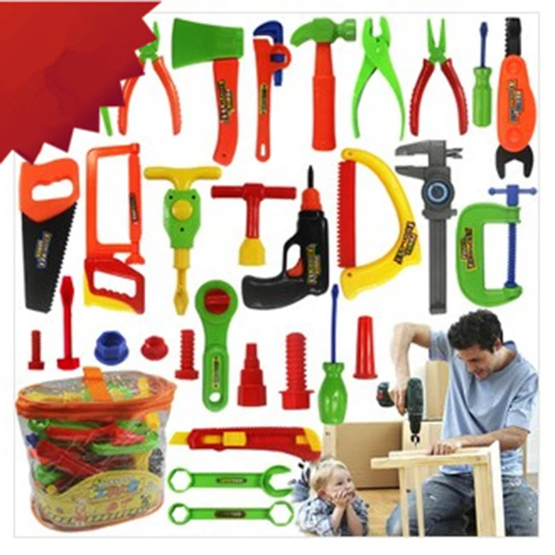 30 шт./компл. Развивающие детские пластиковые игрушки инструменты плотника набор инструментов для работы в саду игрушечные инструменты для Для маленьких мальчиков инструменты плотника конструкции