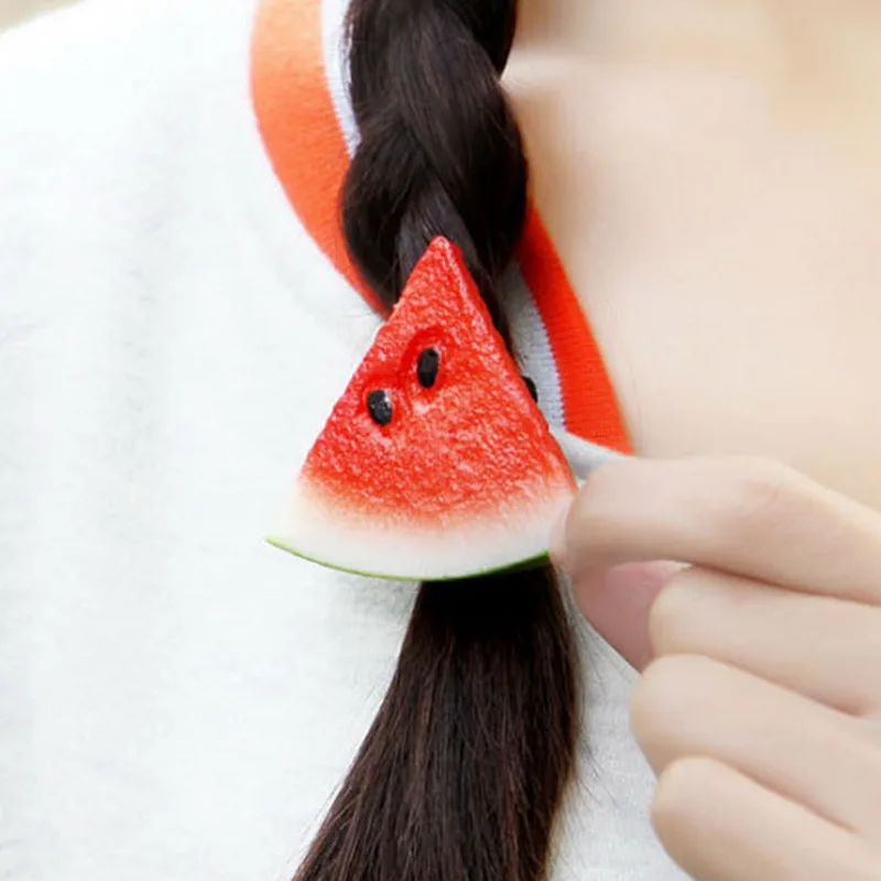 Искусственные свежие фрукты, арбуз оранжевое яблоко заколки эластичные резинки для волос 1 шт. Модные женские аксессуары для волос 23 Цвета