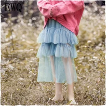 [EWQ] сезон весна-лето; Новинка; винтажная многослойная юбка в сеточку с узором в стиле пэчворк; модная женская юбка с эластичной резинкой на талии; AF21705