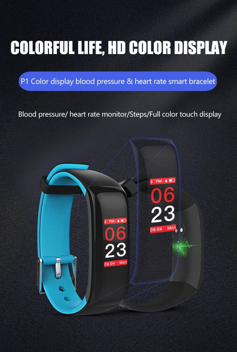 Torntisc Smart band P1 PLUS Color display Fitness Bracelet Heart rate tracker Blood Pressure Monitor Smart Wristband IP67 Waterpoof (16)
