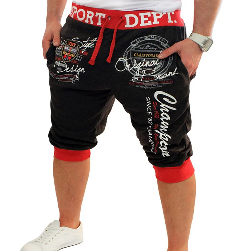 

Fashion 2017 Letter printing summer male sports casual pants loose beach pants stitching waist men's pants