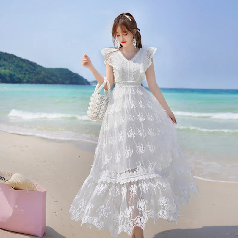 Высокое качество в Корейском стиле, ретро с завышенной талией, с тонким сшиванием и Сетчатое платье Женский Весна и осень «богиня»; платье с
