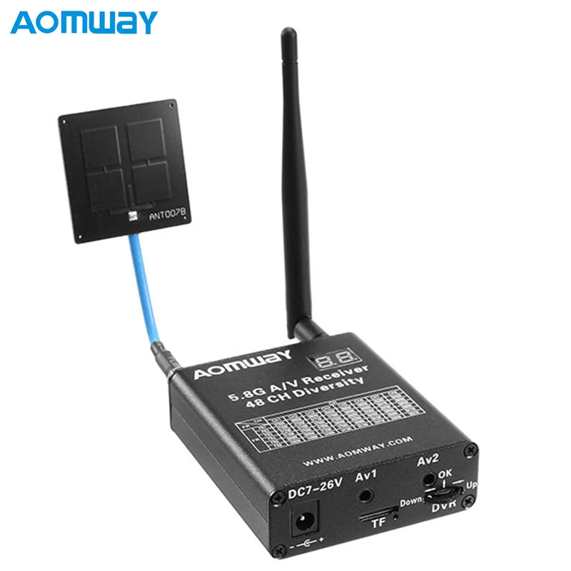 

Aomway RX006 DVR 5.8G 48CH Diversity Raceband A/V Receiver For RC Quadcopter Toys With Build-in Video Recorder Antenna