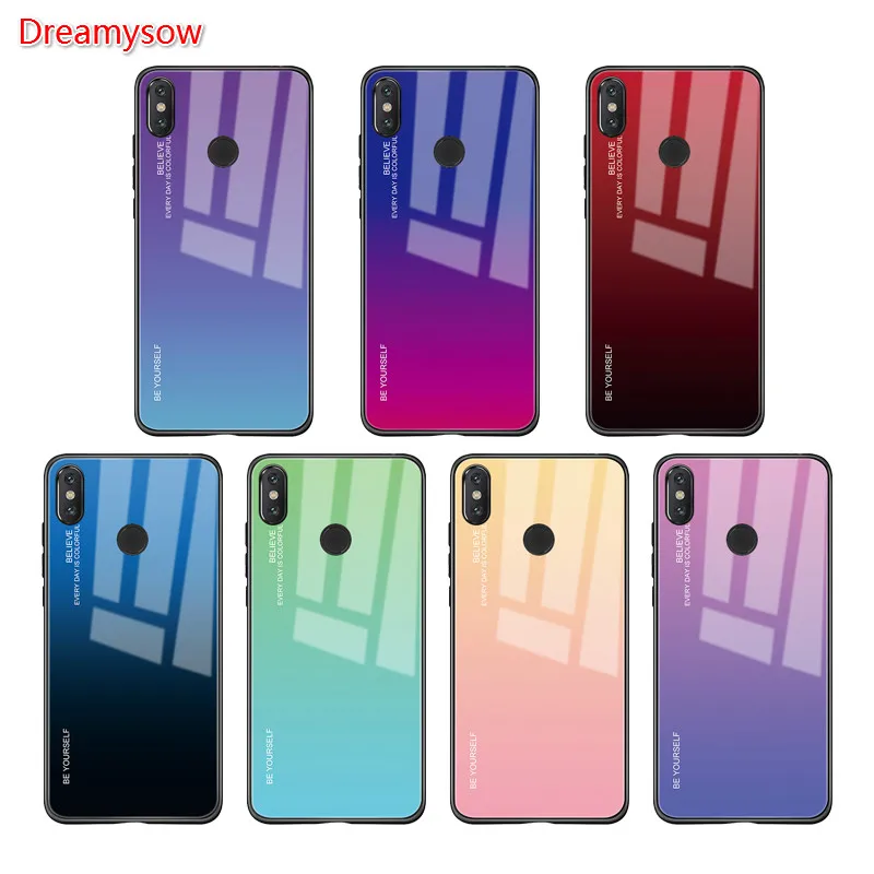 

Gradient Tempered Glass Case For Redmi K20 7 Note 7 5 6 Pro for Xiaomi Mi 8 A2 Lite A1 Mi 9 SE 6X 5X Aurora Colorful Glass Cover