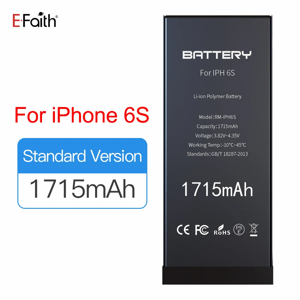 10 шт./лот E-Faith долговечный литиевый аккумулятор для Apple iPhone 6S 6SP или 6G 6Plus батареи 6s