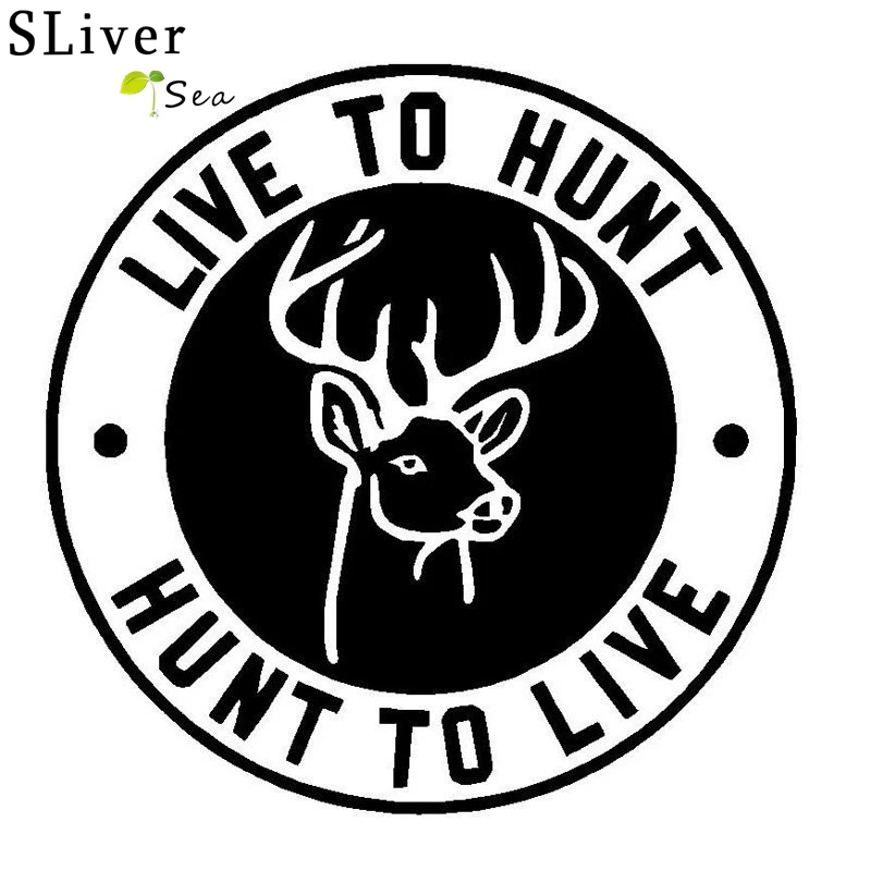 

12.7CM*12.7CM Live To Hunt Deer Truck Vinyl Sticker Redneck Hunting Creative Sticker Decoration Car Styling Black/Sliver #B1429