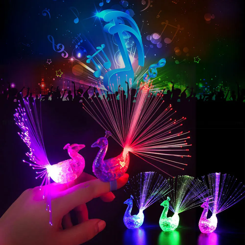 Креативный светодиодный Павлин лампочка на палец Милый Мультфильм красочный свет детские игрушки дети лампа в виде павлина на палец новинка игрушки Вечерние